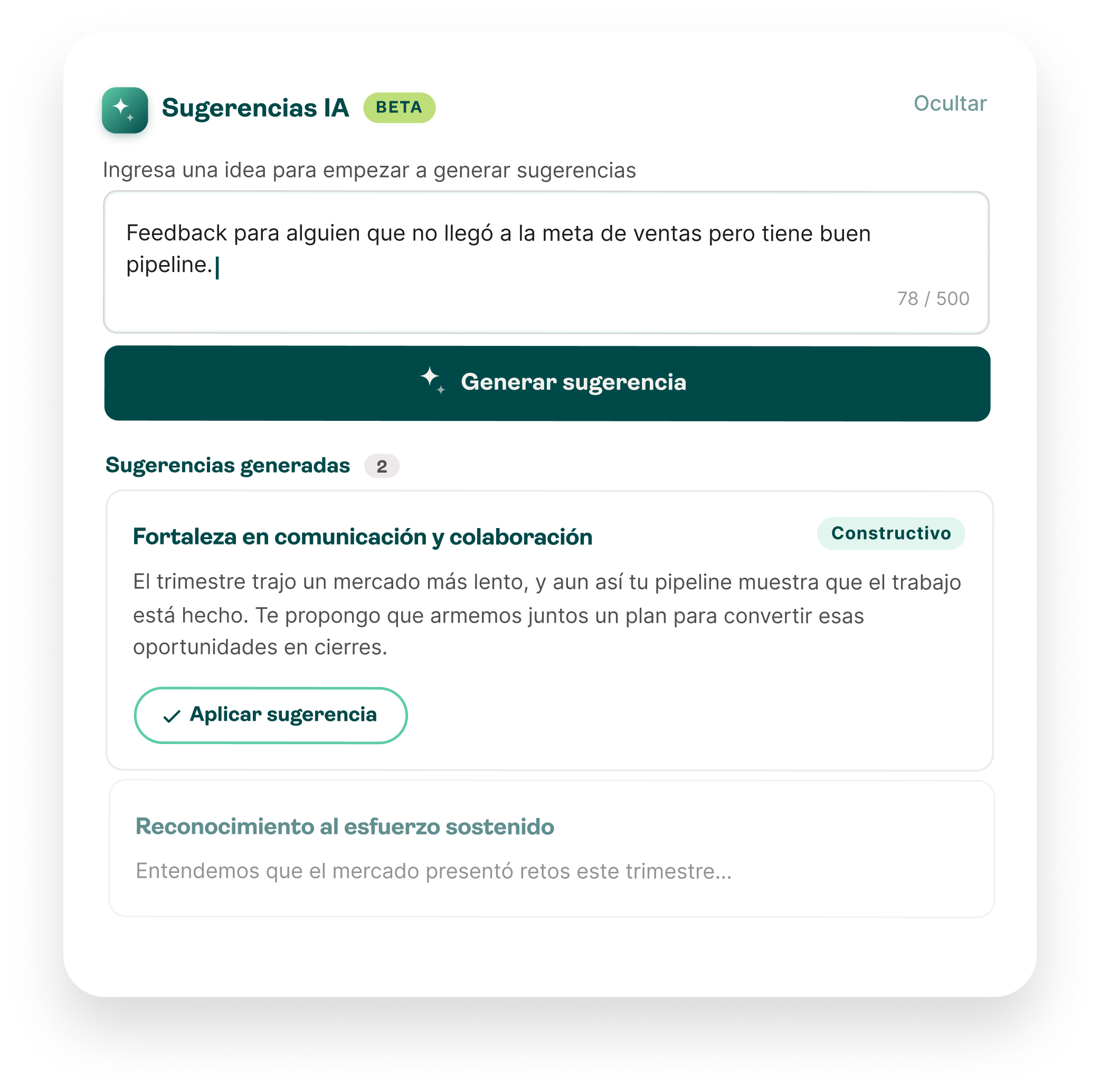 Feedback con IA en Mandü — sugerencias generadas