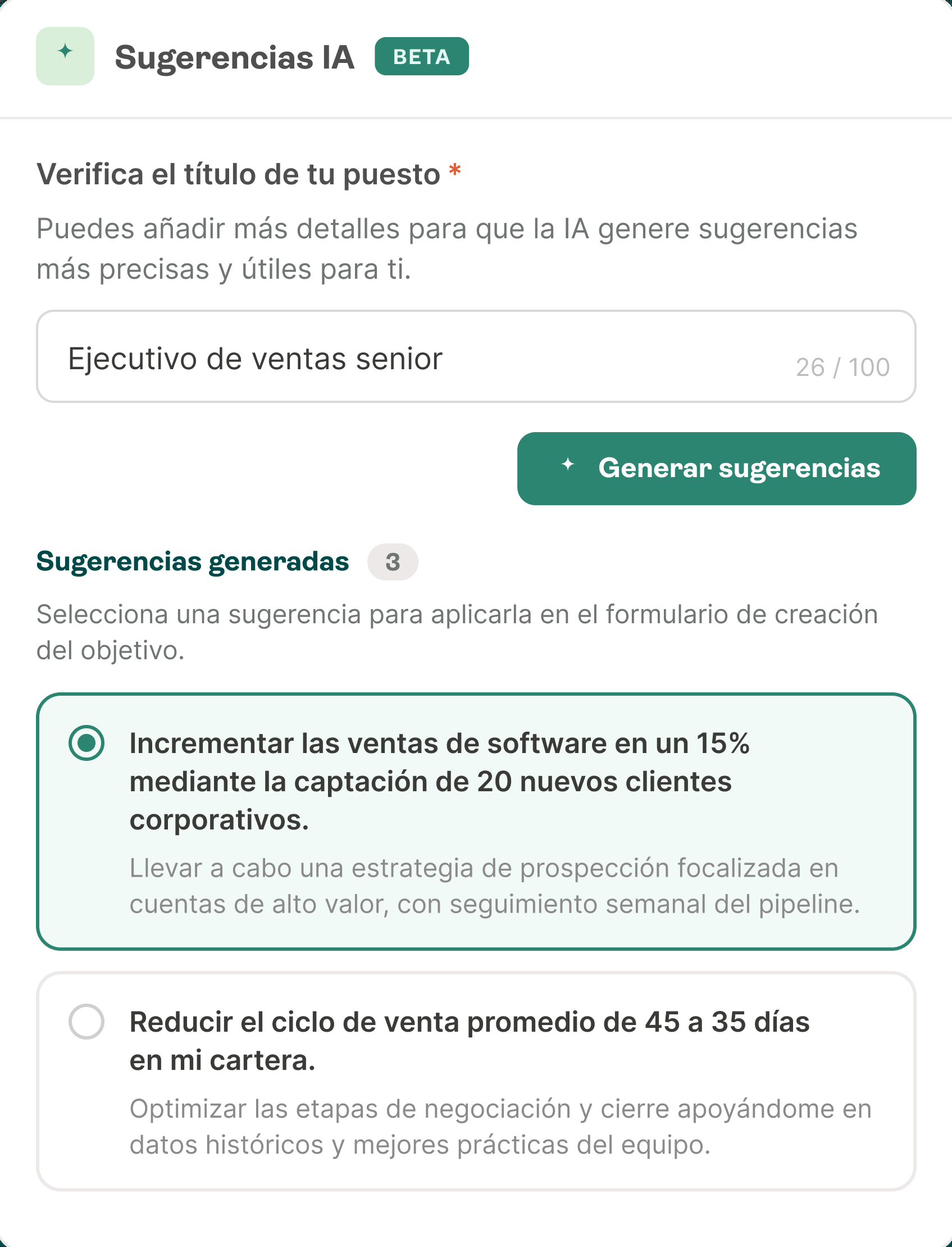 Sugerencias de objetivos con IA en Mandü